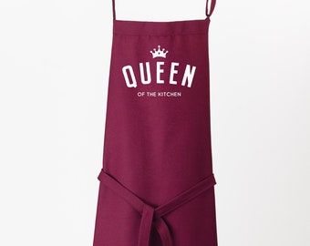 Queen Of The Kitchen Aprons For Women, Cute Cooking Baking Hostess Gifts, Customizable Ladies Apron For Chef