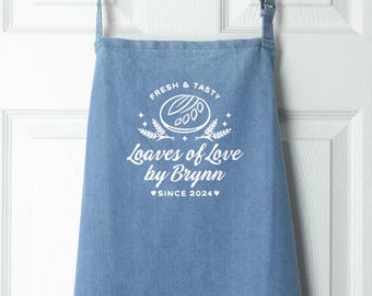 Personalized Sourdough Apron: Eco Denim, Bread Making Gift (Sourdough2)