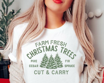 Farm Fresh Christmas Trees Shirt For Men Women Teen, Cute Tree Farm Holiday Tshirts
