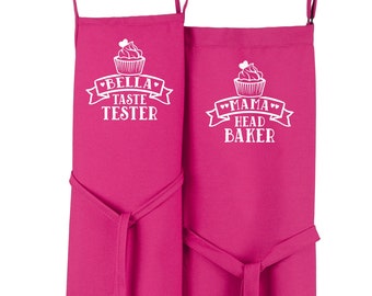 Build A Set Matching Cupcake Aprons for Mother Daughter Son Mommy Me, Personalized Sous Chef Family Baking Gifts For Grandma Granddaughter