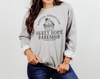 Personalized Cupcake Baker Sweatshirt For Women Men Teen, Cute Cake Baking Accessories Crewneck Pullover, Customized Gift For Bakery Chef