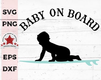 SVG Digital File Little Surfer On Surfboard Surfing, Boy Surf Baby On Board png Cricut Files Car Decal Pregnancy Maternity Gender Reveal