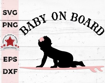 SVG Digital File Little Surfer Girl on Surfboard Surfing, Png Surf Baby ...