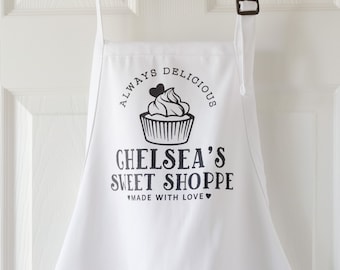 Personalized Cupcake Baking Aprons For Women Men Teens, Cute Bakery Apron Customized Pastry Chef Gift, Custom Gifts Cake Baker Kitchen Apron