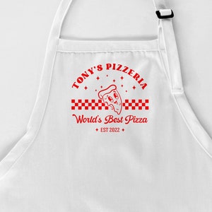 Personalized Retro Pizza Apron For Men Women Teen Kids, Cute Custom Name XL Pizzeria Aprons, Cooking Baking Chef Gift Matching Family Aprons