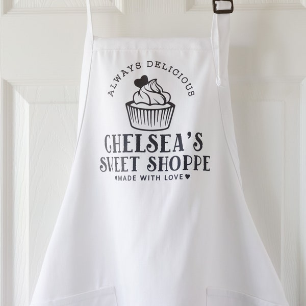 Personalized Cupcake Baking Aprons For Women Men Kids, Cute Bakery Apron Customized Pastry Chef Gift, Custom Gifts Cake Baker Kitchen Apron