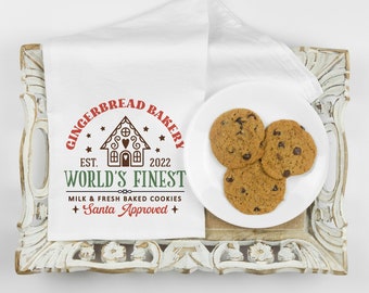 Gingerbread House Bakery Tea Towel, Retro Christmas Cookie Baking Flour Sack Dish Towel With Hanger, Cute Holiday Kitchen Decor Hostess Gift