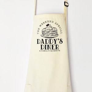 Personalized Pancake Breakfast Apron With Name Men Women Teen Kid, Cute Fathers Day Cooking Apron Gift for Dad, Custom Name XL Kitchen Apron