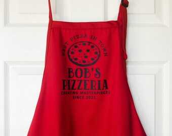 Personalized Pizza Baking Apron With Name For Men Women Teens, Cute Fathers Day Chef Cooking Apron Gift for Baker, Custom Name Kitchen Apron