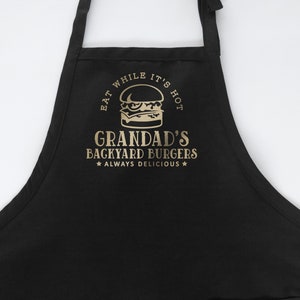 Personalized Cheeseburger Grilling Aprons For Men Dad Grandpa, BBQ Fathers Day Gifts, XL Apron Barbeque Hamburger Grandparent Gift Ideas
