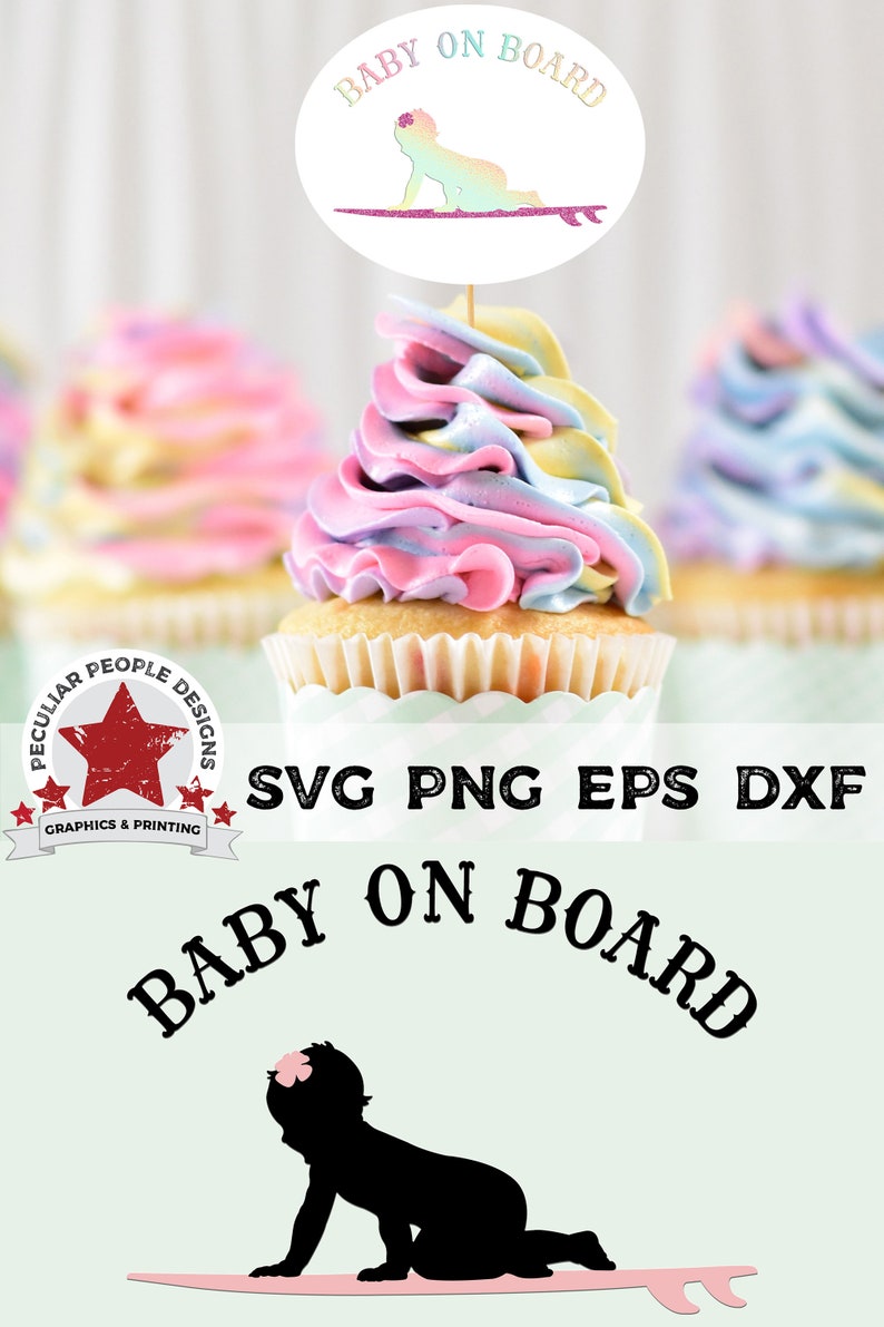 Download Cute car decal SVG baby on surfboard baby girl onesie | Etsy