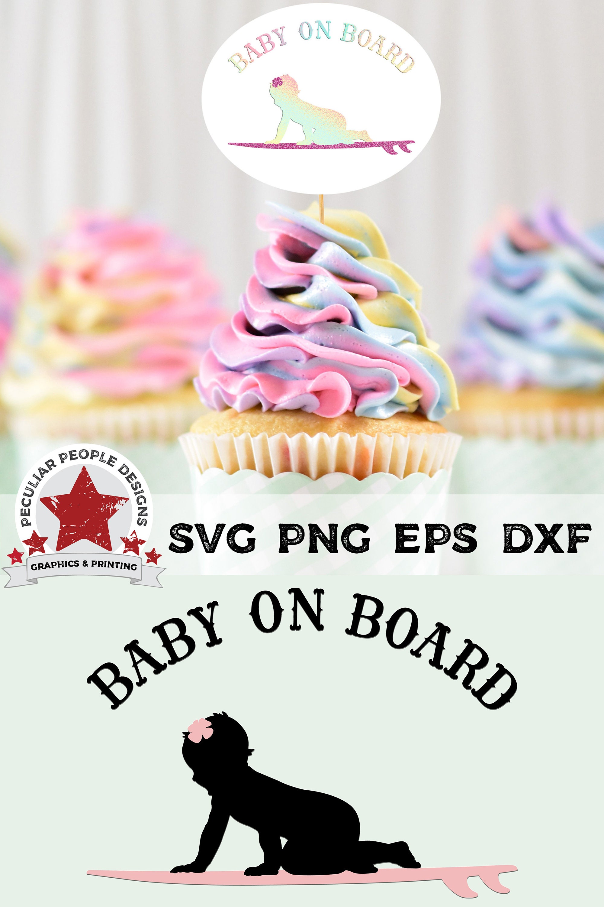 SVG Digital File Little Surfer Girl on Surfboard Surfing, Surf Baby on ...