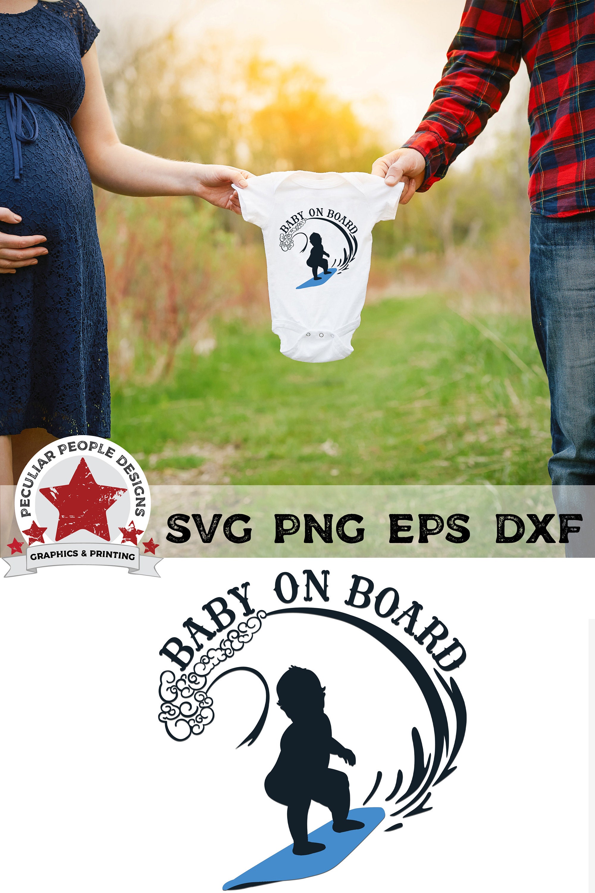 SVG Digital File Boy on Surfboard, Cricut Cut Files Surfer Baby on ...