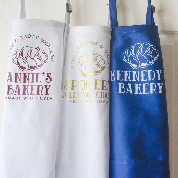 Personalized Challah Apron For Women Men Teen Kids, Cute Star Baker Gift XL Bakery Shop Aprons, Custom Name Jewish Bread Baking Accessories