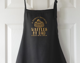 Personalized Waffle Aprons For Men Women Kids, Custom Fathers Day Cooking Gift for Dad, Cute Matching Breakfast Aprons For Adults And Kids