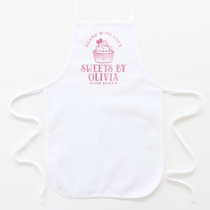 a toddler personalized cupcake baking apron in white