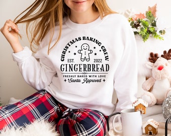 Christmas Baking Crew Sweatshirt For Men Women Teen, Holiday Gingerbread Cookie Baking Gifts, Customizable Crewneck Pullover Xmas Sweatshirt
