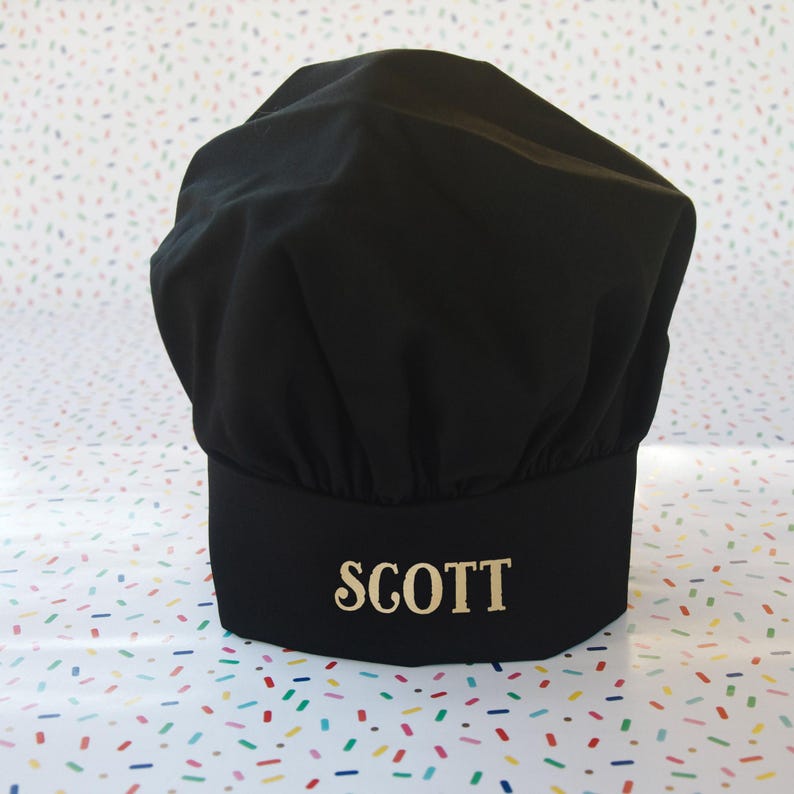 a personalized chef hat in black