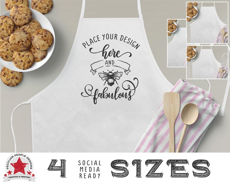 Download Elegant White Baking Apron Mockup Bundle with cookie Neutral | Etsy
