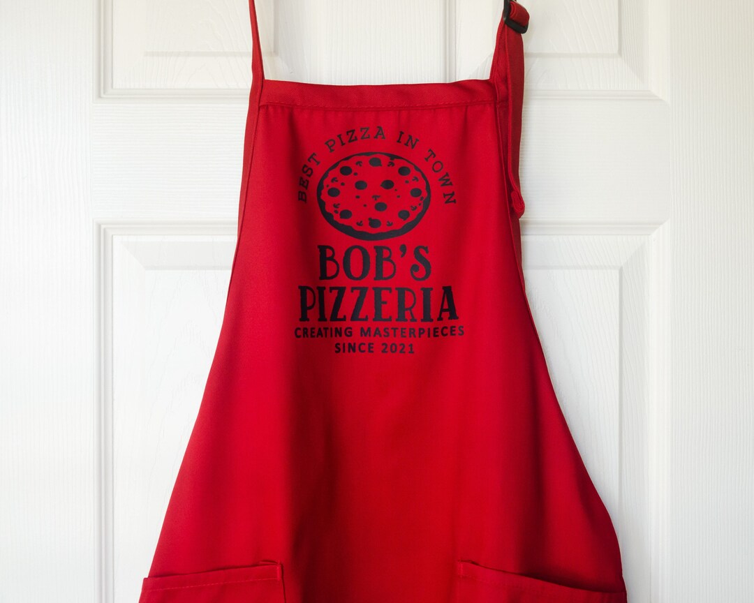 Personalized Pizza Baking Apron With Name for Men Women Kids, Cute