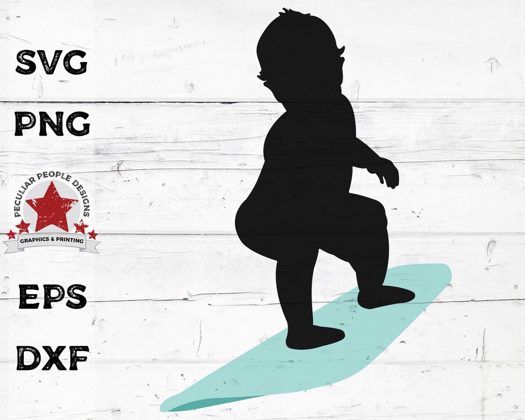 SVG Digital File Boy on Surfboard, Cricut Cut Files Surfer Baby on ...