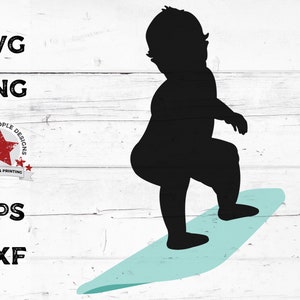 Arquivo digital SVG Menino na prancha de surfe, arquivos Cricut Cut Surfista Bebê a bordo surfando, png maternidade anúncio de gravidez revelação de gênero