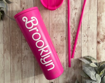 Personalized Hot Pink 28 oz Simple Modern Tumbler Retro Doll Inspired