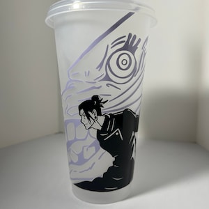 Anime Rainbow, Cold cup, with straw, 24 oz, JJK,  Get, o, Drink ware, color changing, Anime Drink ware, dragon, Starbucks cup