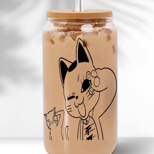 Turbo Grandma Inspired, Copo Libby de 16oz, Copo com tampa e canudo, Copo de anime japonês, Dan Da, Copo de café Dan, Amante de mangá, Kawaii,