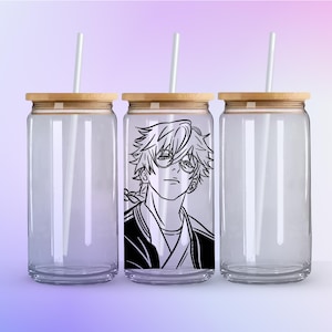 Wind, Brecher Anime inspiriert, Sakura, Hayato, Suo Can Glas, Anime Eiskaffeetasse, einzigartiges Manga Geschenk, handgefertigtes Trinkgeschirr, Anime Trinkgeschirr