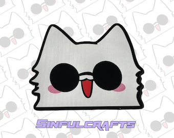 White hair character, void, masked guy, ill mudr you, Anime Car Decal, J,J,K Vinyl Decal, cats, blue eyes