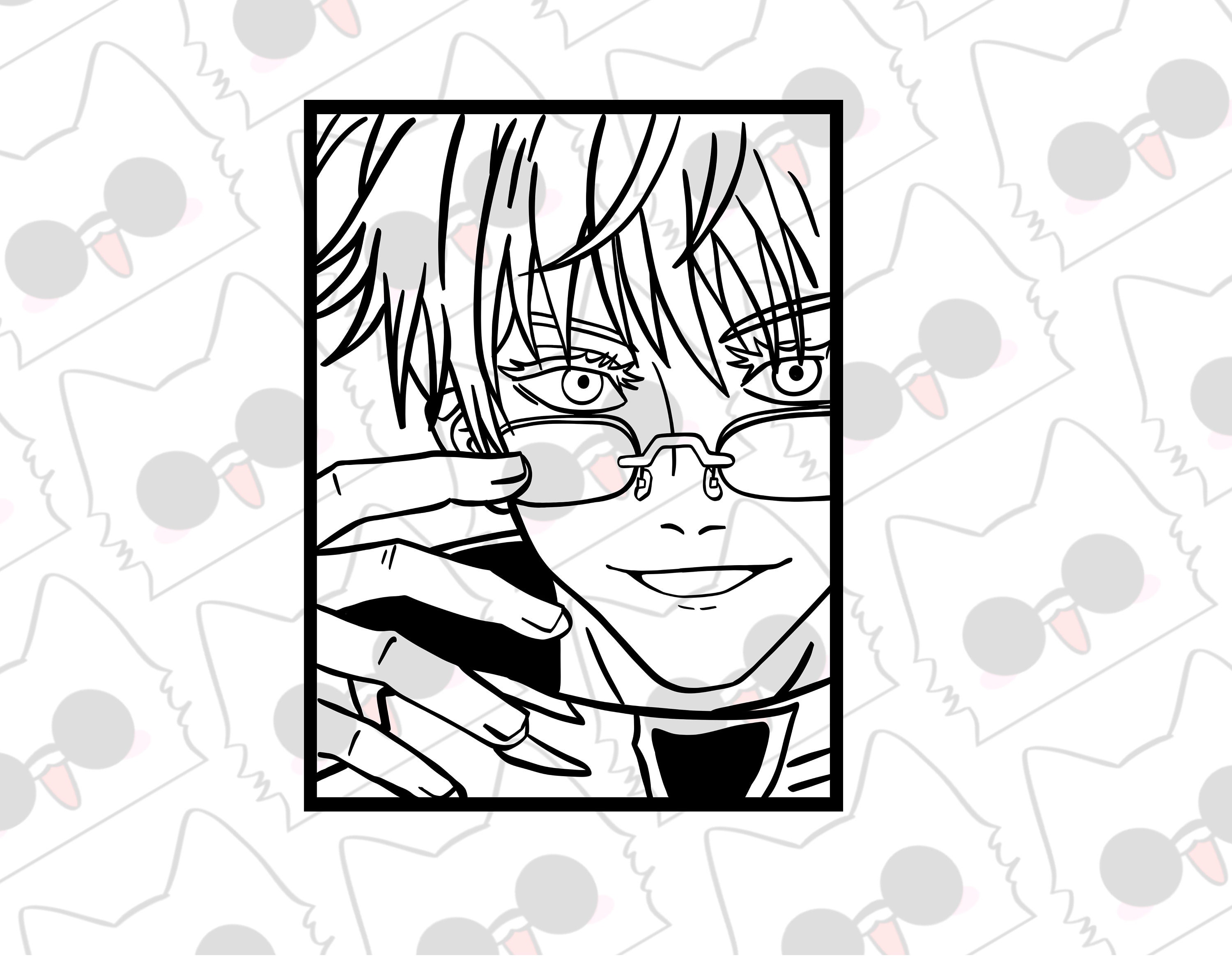 White hair character, void, masked guy, Goj, Anime Car Decal, J,J,K Vinyl Decal, cats, blue eyes
