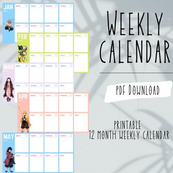 Weekly Calendar Anime Themed Digital Calendar 2022 - Etsy Australia Weekly Calendar Anime Themed Digital Calendar 2022 - Etsy Australia