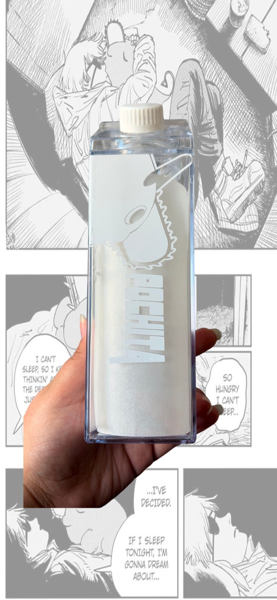Anime Milk Carton Water Bottle, Acrylic, 17 Oz, Chain Man, Chain Dog ...