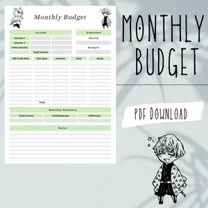 Monthly Budget, Anime Themed Digital Calendar, 2022 Calendar, GoodNotes, Printable, PDF, Yearly Calendar, Anime-Inspired, Anime Stickers