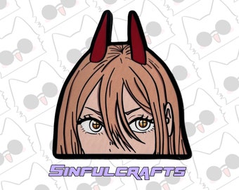 Anime girl, car sticker, CSM,  chainsaw girl, girl with horns, Decal, Anime stickers, horn girl sticker, pow,