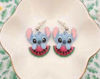 Ohana | Handmade Stitch Watermelon Clay Earrings | Tropical Summer Jewelry