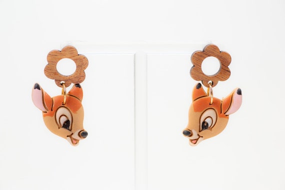 Forest Friend | Bambi Inspired Earrings |Choose Butterfly or Wood Flower Post in notes.