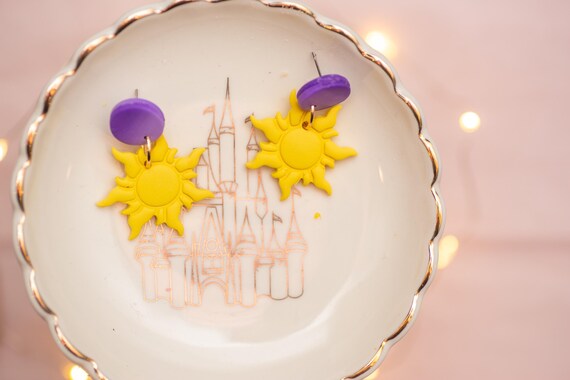 Lost Princess | Dangling Sun Purple Ombré Stud Earrings