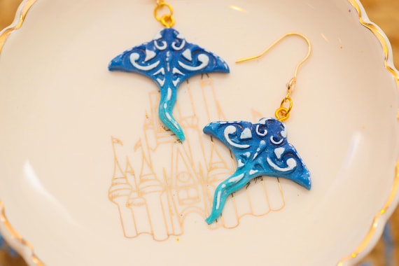 Glow-in-the-Dark Manta Ray Earrings: Moana Inspired Polymer Clay Dangles