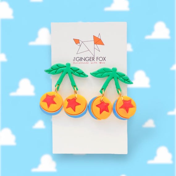 Toy Story Inspired Cherry Earrings: Handmade Polymer Clay Pixar Jewelry