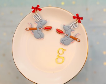 Ratatouille Chef Earrings – Remy Polymer Clay Dangles with Spoon and Bow | Disney Food & Wine Festival Jewelr