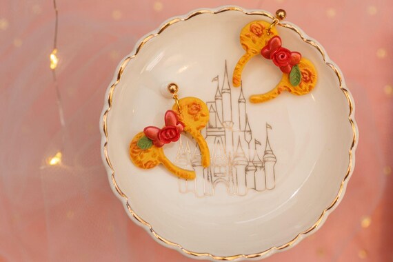 West Wing | Medium Sized Minnie Ears | Lightweight Polymer Clay  Earrings | Beauty and the Beast Inspired