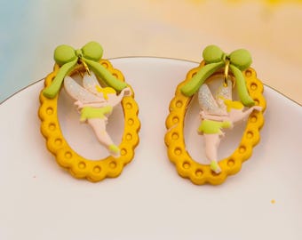 Orecchini di Trilli fatti a mano / Argilla polimerica leggera, gioielli Disney