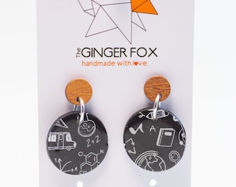 Chalkboard Style School Earrings