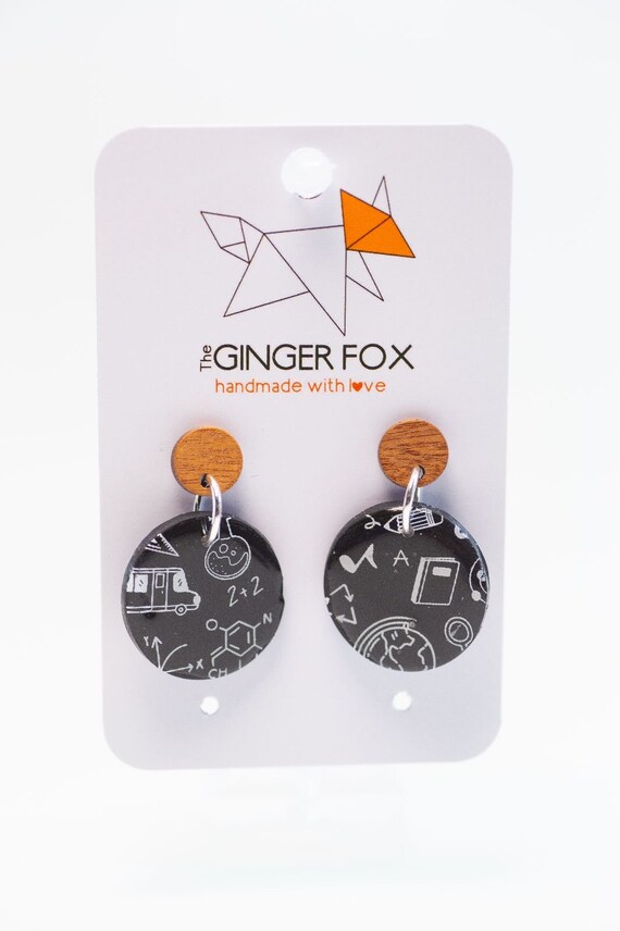 Chalkboard Style School Earrings