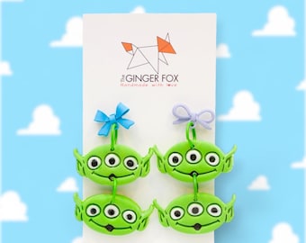 Green Alien Dangle Earrings: Toy Story Inspired, Disneybound Accessory