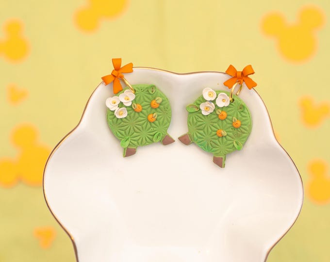 Featured listing image: Epcot Topiary | Flower and Garden Inspired | Polymer Clay Dangle Earrings