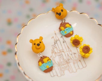 Silly Ol Bear | Honeypot | Dangling Earrings | Sunflower Bonus Stud |Set