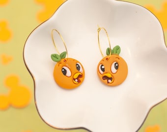 Orange Bird Inspired Polymer Clay | Hoop Earrings